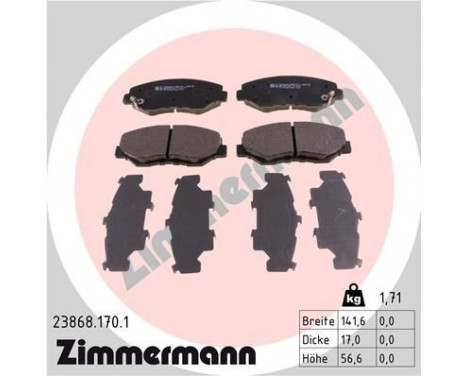 Brake Pad Set, disc brake 23868.170.1 Zimmermann