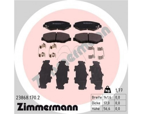 Brake Pad Set, disc brake 23868.170.2 Zimmermann