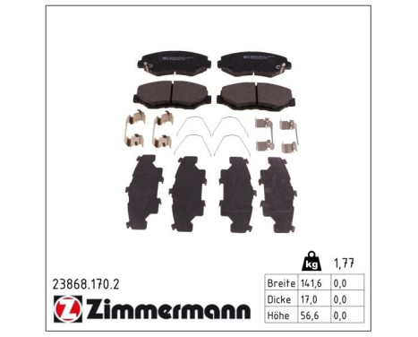 Brake Pad Set, disc brake 23868.170.2 Zimmermann, Image 2