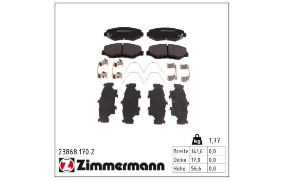 Brake Pad Set, disc brake 23868.170.2 Zimmermann, Image 2