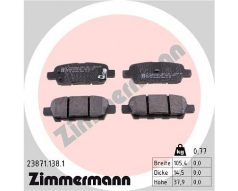 Brake Pad Set, disc brake 23871.138.1 Zimmermann