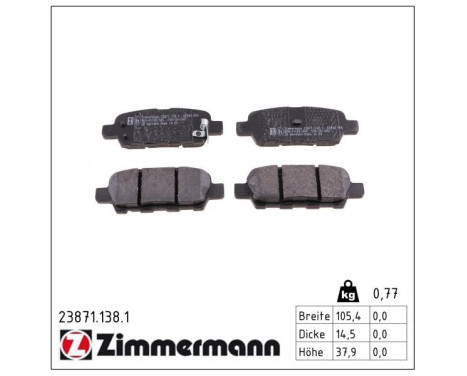Brake Pad Set, disc brake 23871.138.1 Zimmermann, Image 2