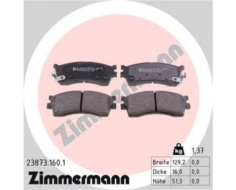 Brake Pad Set, disc brake 23873.160.1 Zimmermann
