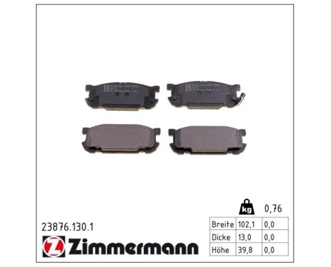 Brake Pad Set, disc brake 23876.130.1 Zimmermann, Image 2