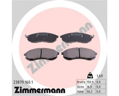 Brake Pad Set, disc brake 23879.160.1 Zimmermann