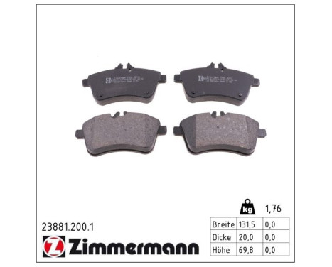 Brake Pad Set, disc brake 23881.200.1 Zimmermann, Image 2