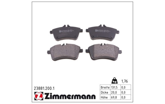 Brake Pad Set, disc brake 23881.200.1 Zimmermann, Image 2