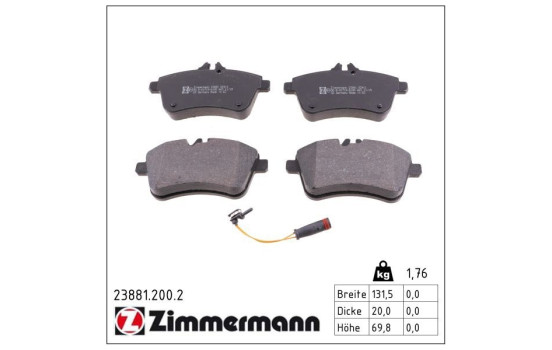 Brake Pad Set, disc brake 23881.200.2 Zimmermann, Image 2