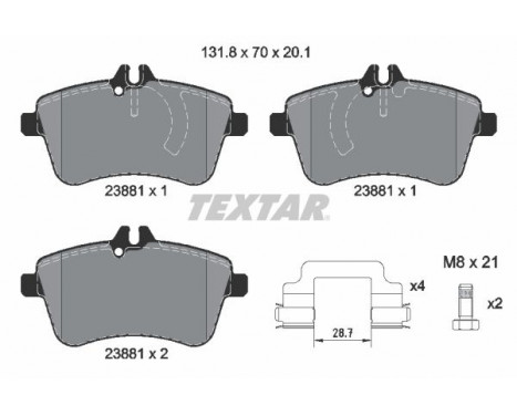 Brake Pad Set, disc brake 2388101 Textar, Image 2