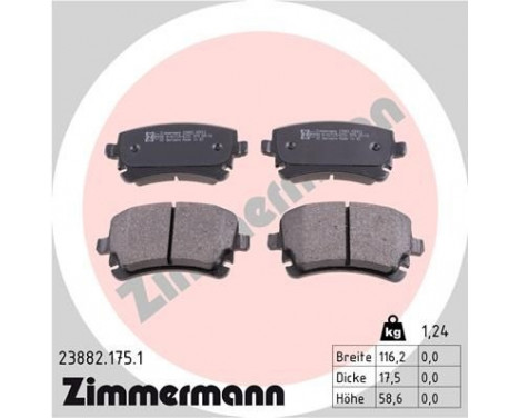 Brake Pad Set, disc brake 23882.175.1 Zimmermann, Image 3