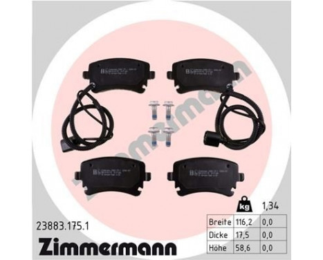 Brake Pad Set, disc brake 23883.175.1 Zimmermann