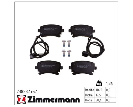 Brake Pad Set, disc brake 23883.175.1 Zimmermann, Image 2