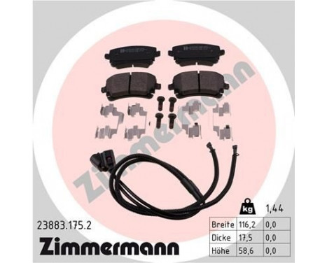 Brake Pad Set, disc brake 23883.175.2 Zimmermann