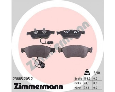 Brake Pad Set, disc brake 23885.205.2 Zimmermann