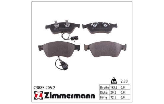 Brake Pad Set, disc brake 23885.205.2 Zimmermann, Image 2