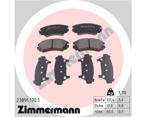 Brake Pad Set, disc brake 23891.170.1 Zimmermann