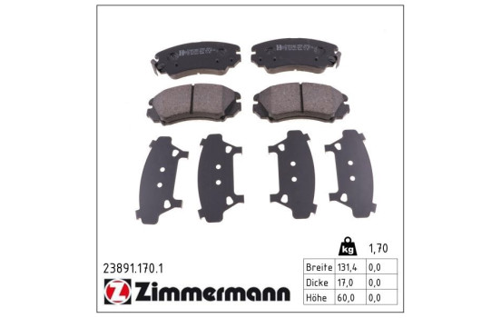 Brake Pad Set, disc brake 23891.170.1 Zimmermann, Image 2