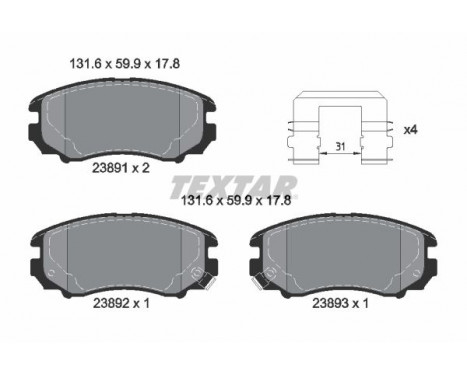 Brake Pad Set, disc brake 2389105 Textar