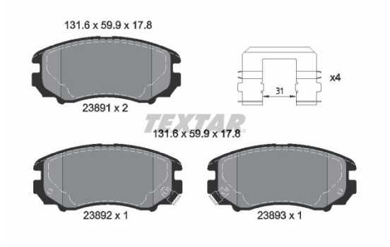 Brake Pad Set, disc brake 2389105 Textar