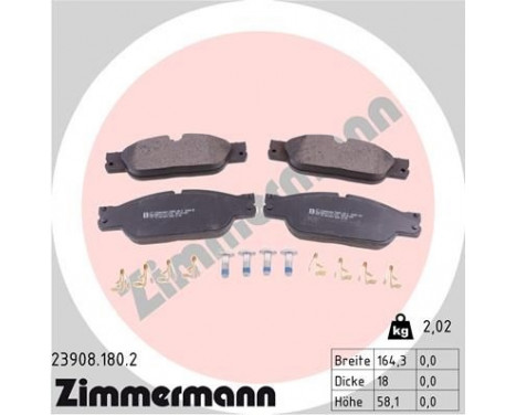 Brake Pad Set, disc brake 23908.180.2 Zimmermann, Image 2