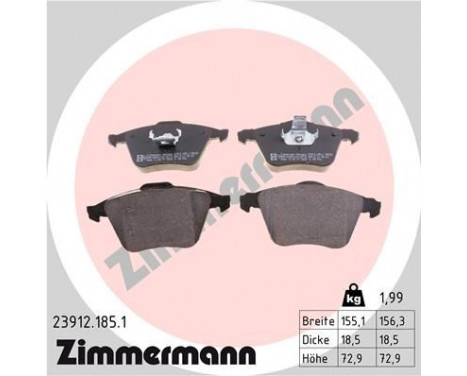 Brake Pad Set, disc brake 23912.185.1 Zimmermann