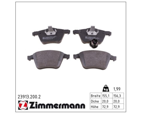 Brake Pad Set, disc brake 23913.200.2 Zimmermann, Image 2