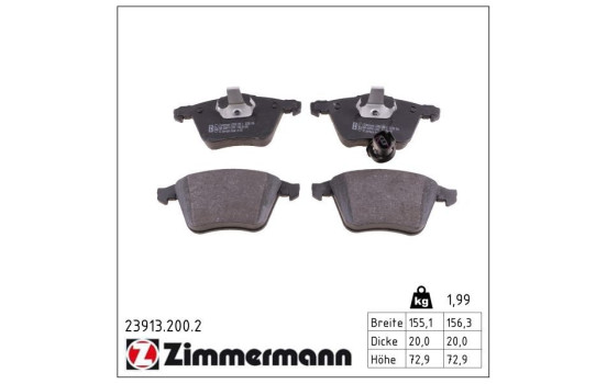 Brake Pad Set, disc brake 23913.200.2 Zimmermann, Image 2