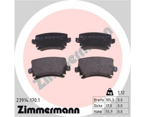 Brake Pad Set, disc brake 23914.170.1 Zimmermann, Image 2