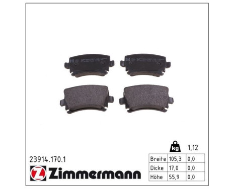 Brake Pad Set, disc brake 23914.170.1 Zimmermann, Image 3