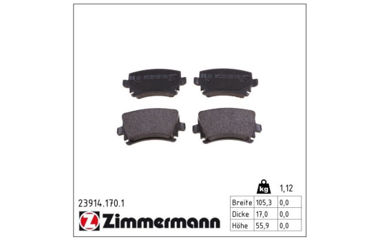 Brake Pad Set, disc brake 23914.170.1 Zimmermann, Image 3