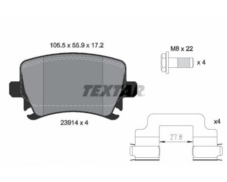 Brake Pad Set, disc brake 2391402 Textar, Image 2