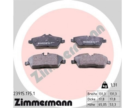 Brake Pad Set, disc brake 23915.175.1 Zimmermann, Image 2