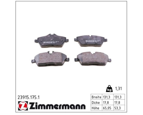 Brake Pad Set, disc brake 23915.175.1 Zimmermann, Image 2