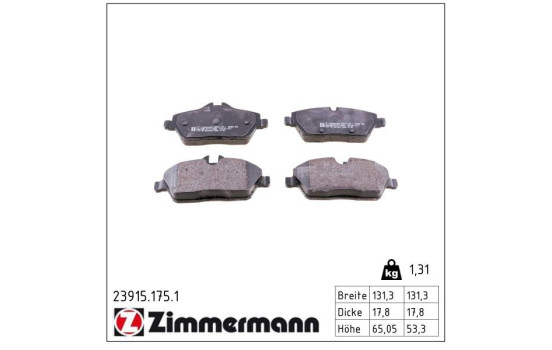 Brake Pad Set, disc brake 23915.175.1 Zimmermann, Image 2