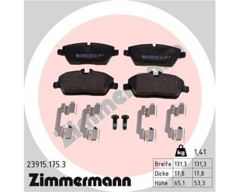 Brake Pad Set, disc brake 23915.175.3 Zimmermann