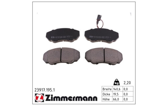Brake Pad Set, disc brake 23917.195.1 Zimmermann, Image 2