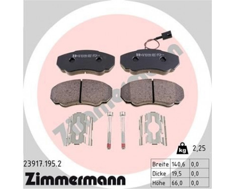 Brake Pad Set, disc brake 23917.195.2 Zimmermann, Image 2