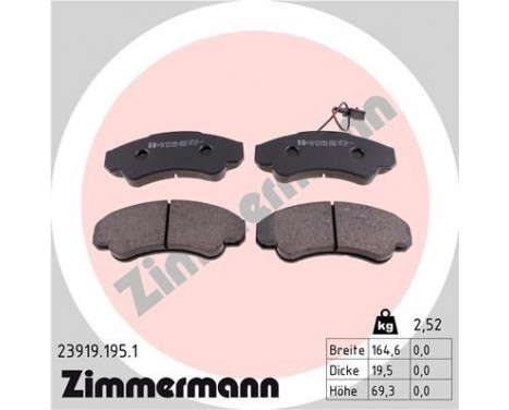 Brake Pad Set, disc brake 23919.195.1 Zimmermann