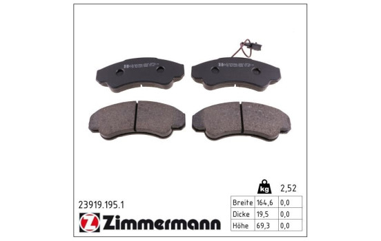Brake Pad Set, disc brake 23919.195.1 Zimmermann, Image 2