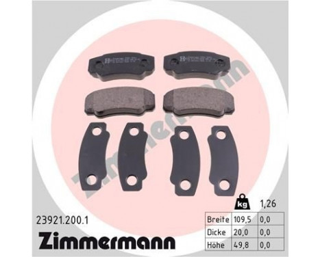 Brake Pad Set, disc brake 23921.200.1 Zimmermann