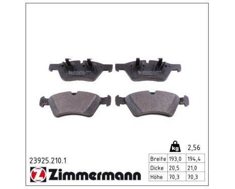 Brake Pad Set, disc brake 23925.210.1 Zimmermann, Image 2
