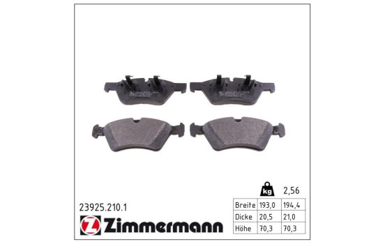 Brake Pad Set, disc brake 23925.210.1 Zimmermann, Image 2