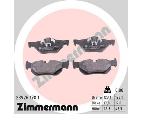 Brake Pad Set, disc brake 23926.170.1 Zimmermann, Image 2