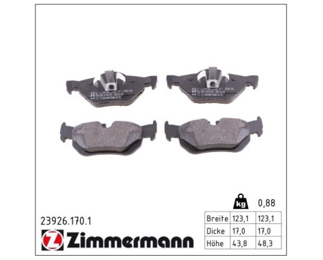 Brake Pad Set, disc brake 23926.170.1 Zimmermann, Image 2