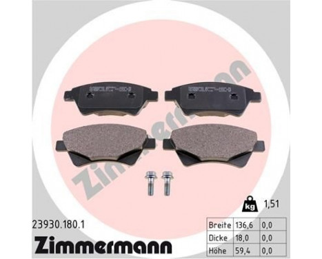 Brake Pad Set, disc brake 23930.180.1 Zimmermann, Image 2