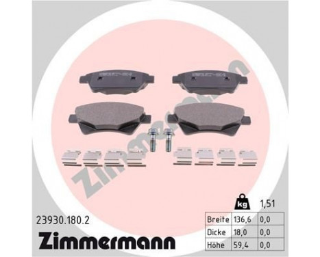 Brake Pad Set, disc brake 23930.180.2 Zimmermann