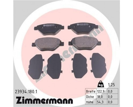 Brake Pad Set, disc brake 23934.180.1 Zimmermann