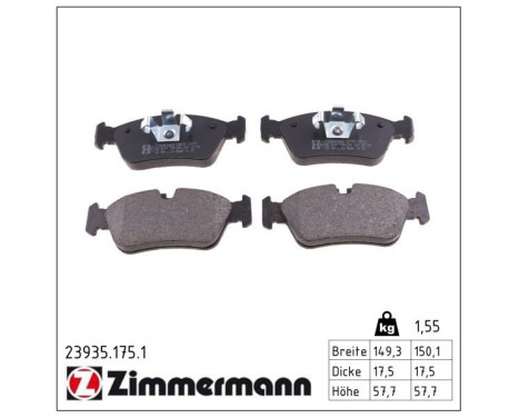 Brake Pad Set, disc brake 23935.175.1 Zimmermann, Image 2