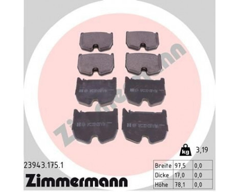 Brake Pad Set, disc brake 23943.175.1 Zimmermann, Image 2