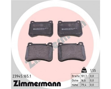 Brake Pad Set, disc brake 23945.165.1 Zimmermann